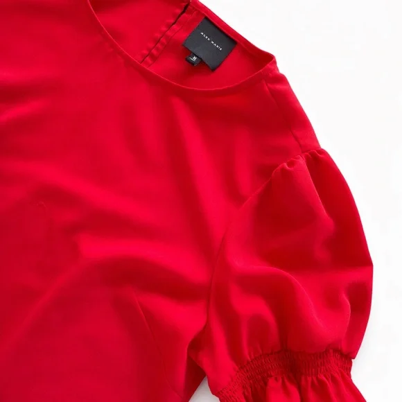 Alex Marie Blouse red short puff sleeves size XL - Picture 4 of 6